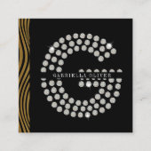 Chic Black Gold Diamond Initial G Monogram QR Code Quadratische Visitenkarte (Vorderseite)