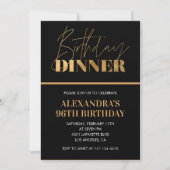 Chic Black Gold Dinner Einladung zum 96. Geburtsta (Vorderseite)