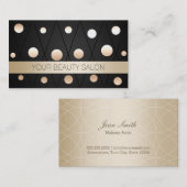 Chic Black & Gold Dots Makeup Artist Visitenkarte (Vorne/Hinten)
