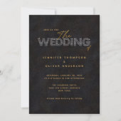 Chic Black Gold Einladung mit QR Code (Vorderseite)