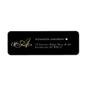 Chic Black Gold Elegante Monogram Rücksendeadresse (Vorne)