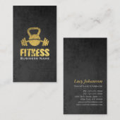Chic Black Gold Fitness Trainer Kettlebell Barbell Visitenkarte (Vorne/Hinten)