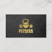 Chic Black Gold Fitness Trainer Kettlebell Barbell Visitenkarte (Vorderseite)