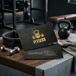 Chic Black Gold Fitness Trainer Kettlebell Barbell Visitenkarte