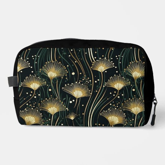 Chic black gold floral art Deko Waschbeutel (Vorderseite)