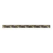 Chic Black Gold Floral Scroll Modernes Design Satinband (Vorderseite)