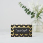 Chic Black Gold Foil Zickzack Wave Stripes Muster Visitenkarte (Stehend Vorderseite)