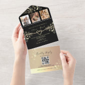 Chic Black Gold Foto Hochzeit Einladung (Abreißen)