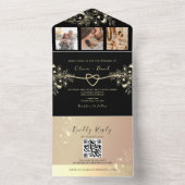Chic Black Gold Foto Hochzeit Einladung (Innen Boden)