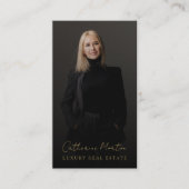 Chic Black Gold Foto Luxus Real Anwesen Visitenkarte (Vorderseite)