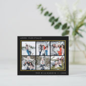 Chic Black & Gold Frohe Weihnachten 6 Fotos der Fa (Stehend Vorderseite)