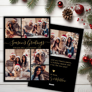 Chic Black Gold Froher Festtage Script 5 Foto Feiertagskarte