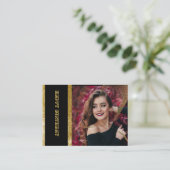 Chic Black & Gold Geburtstagsparty Begleitkarte (Stehend Vorderseite)