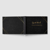 Chic Black & Gold Geometric Frame Gast Gästebuch (Voll)