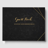 Chic Black & Gold Geometric Frame Gast Gästebuch (Vorderseite)