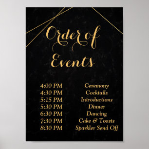 Chic Black & Gold Geometric Frame Order Poster