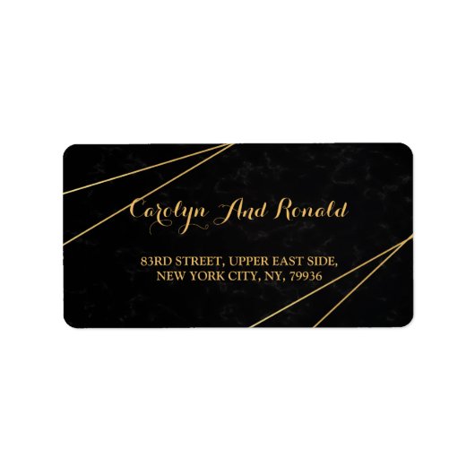 Chic Black & Gold Geometric Rahmen Adressaufkleber (Vorne)