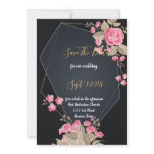 Chic Black & Gold Geometric Rahmen Save the Date