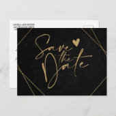 Chic Black & Gold Geometric Rahmen Save the Date P Postkarte (Vorne/Hinten)