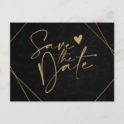 Chic Black & Gold Geometric Rahmen Save the Date P Postkarte (Vorderseite)
