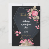 Chic Black & Gold Geometric Rahmen vielen Dank Einladung (Vorderseite)