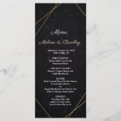 Chic Black & Gold Geometric Rahmen Wedding Menu Programm (Vorderseite)