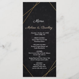 Chic Black & Gold Geometric Rahmen Wedding Menu Programm