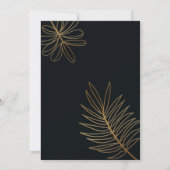 Chic Black Gold Glittery Tropical Foliage Sweet 16 Einladung (Rückseite)