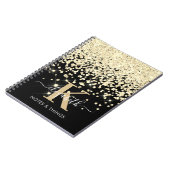 Chic Black Gold Glitzer Diamond Mit Monogramm Notizblock (Linke Seite)