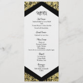 Chic Black & Gold Glitzer Flakes Glam Wedding Menu Menükarte (Vorderseite)