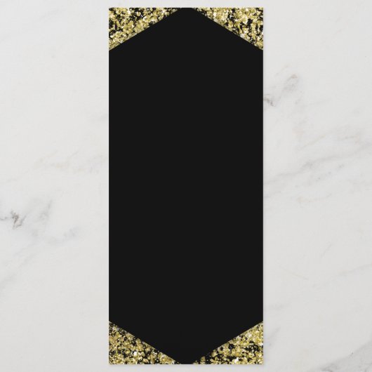 Chic Black & Gold Glitzer Flakes Glam Wedding Menu Menükarte (Rückseite)