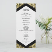 Chic Black & Gold Glitzer Flakes Glam Wedding Menu Menükarte (Stehend Vorderseite)