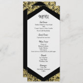 Chic Black & Gold Glitzer Flakes Glam Wedding Menu Menükarte (Vorne/Hinten)