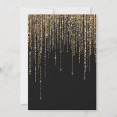 Chic Black Gold Glitzer Fringe Vorhang Quinceañera Einladung (Rückseite)