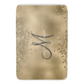 Chic Black Gold Glitzer Monogram Name Badematte (Vorderseite Vertikal)