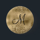 Chic Black Gold Glitzer Monogram Name Button<br><div class="desc">Chic Black Gold Glitzer Monogram Name</div>