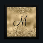 Chic Black Gold Glitzer Monogram Name Erinnerungskiste<br><div class="desc">Chic Black Gold Glitzer Monogram Name</div>