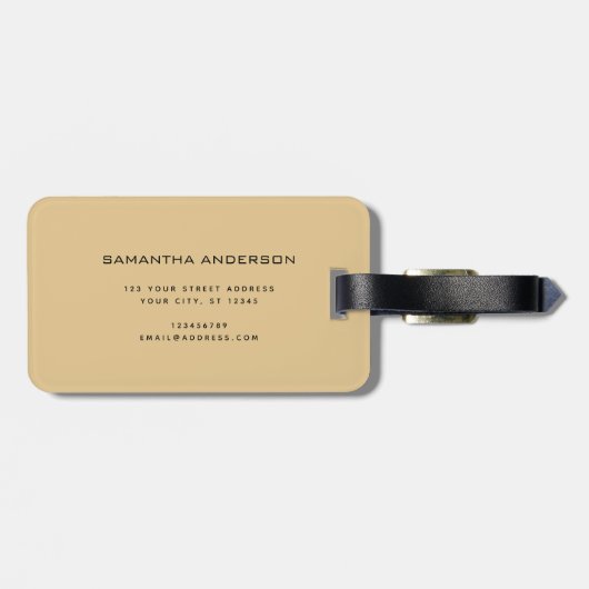 Chic Black Gold Glitzer Monogram Name Gepäckanhänger (Rückseite horizontal)