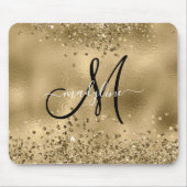 Chic Black Gold Glitzer Monogram Name Mouse Pad Mousepad (Vorne)