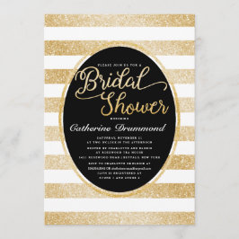 Chic Black Gold Glitzer Personalisiertes Brautpart Einladung