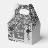 Chic Black Gold Glitzer & Ribbon 16. Geburtstag Geschenkschachtel (Rückseite)