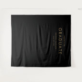 Chic Black Gold Graduate Graduation Photo Backdrop Wandteppich (Vorderseite (Horizontal))