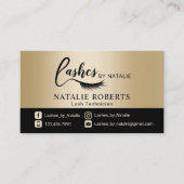 Chic Black & Gold Lashes Salon Eyelash Erweiterung Visitenkarte (Vorderseite)