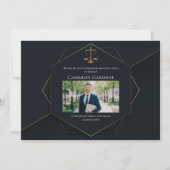 Chic Black Gold Law School Foto Abschluss Ankündigung (Vorderseite)