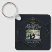 Chic Black Gold Law School Foto Abschluss Geschenk Schlüsselanhänger (Vorderseite)