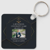 Chic Black Gold Law School Foto Abschluss Geschenk Schlüsselanhänger (Rückseite)