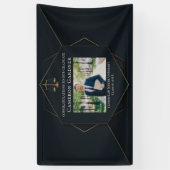 Chic Black Gold Law School Foto Graduation Party Banner (Vertikal)