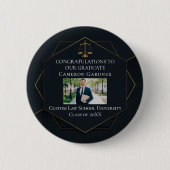 Chic Black Gold Law School Foto Graduation Party Button (Vorderseite)