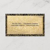 Chic Black Gold Leather | Abstrakte Goldtextur Visitenkarte (Rückseite)