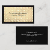 Chic Black Gold Leather / Lush Hearts Visitenkarte (Vorne/Hinten)